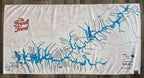 Lake Powell Map Beach Towel flat lay showing full map detail with 200+ points of interest